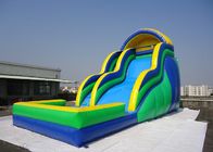 पूल 18 * 8 मीटर के साथ वाणिज्यिक Inflatable विशाल कूदते पानी स्लाइड ट्विस्ट लहर स्लाइड